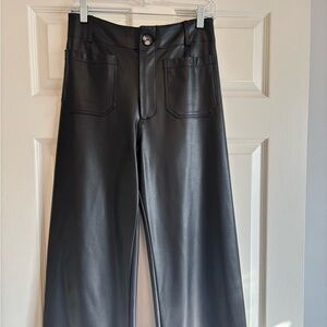 Maeve Black Faux Cropped Leather Pants